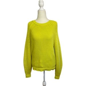 J. Crew Lime Green Chunky Knit Sweater Size Medium
